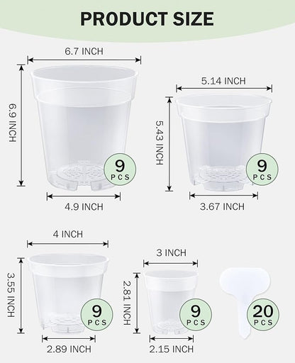 homenote Clear Nursery Pots for Plants, 3/4/5/6.7 Inch Plant Pot for Planting - Image 7