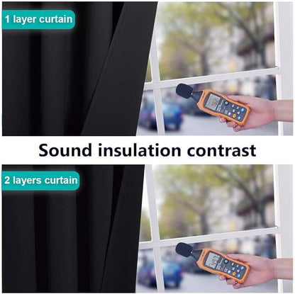 NICETOWN Black 100% Blackout Curtains 45 inches Length, 2 Thick Layers - Image 4