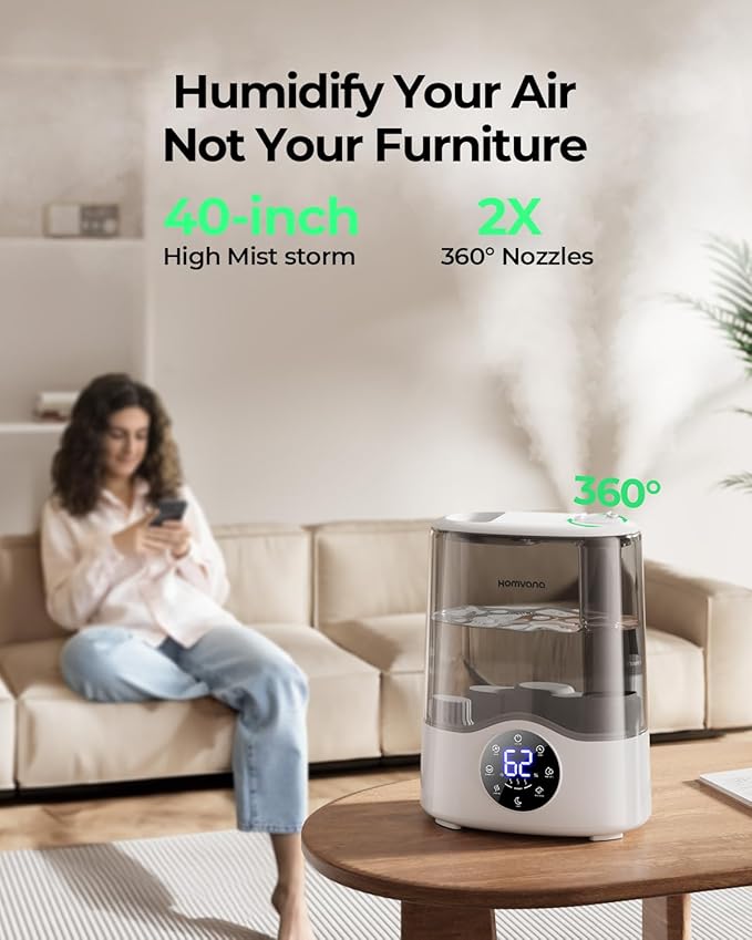 Homvana Humidifier Large Room, 7L Smart Warm and Cool Mist, Top-Fill Humidifiers - Image 7
