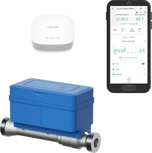 NSF Certified YoLink FlowSmart All-in-One Smart Water Meter & Auto Shutoff by YoLink