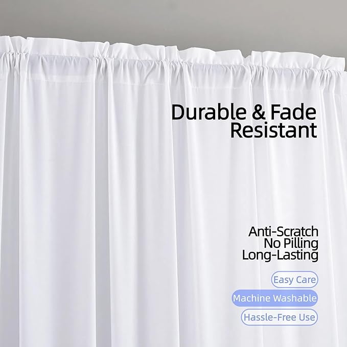 Sheer Privacy Curtains 95 inch Length 2 Panels White Silky-Soft Tencel Velvet - Image 7