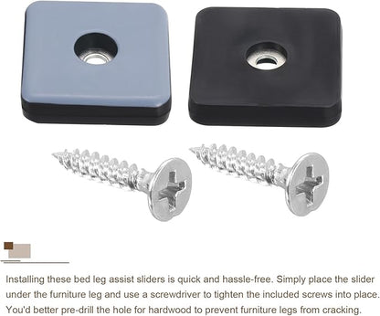 uxcell 8 Pcs Furniture Slider Pads, 1.57x1.57 Inch PTFE Square Screw-on - Image 4