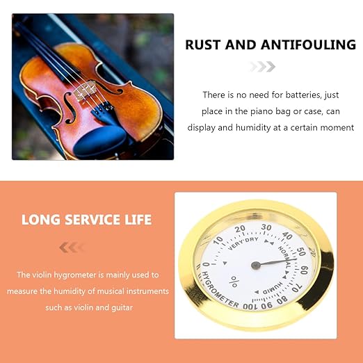 Round Golden Hygrometer for Violin and Guitar Cases - Image 2