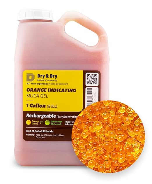 "Dry & Dry" Premium Orange Indicating Silica Gel Desiccant Beads by DryDry