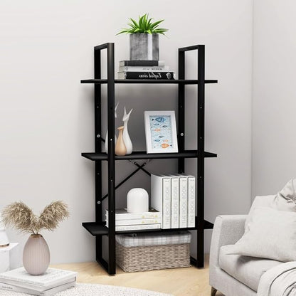 Black Metal Storage Shelf 11.8 x 23.6 x 41.3 in Matte Engineered Wood Bookcase by Unknown
