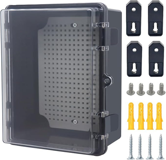 Junction Box, Hinged Black Clear Cover IP67 Waterproof ABS Project Box by Otdorpatio