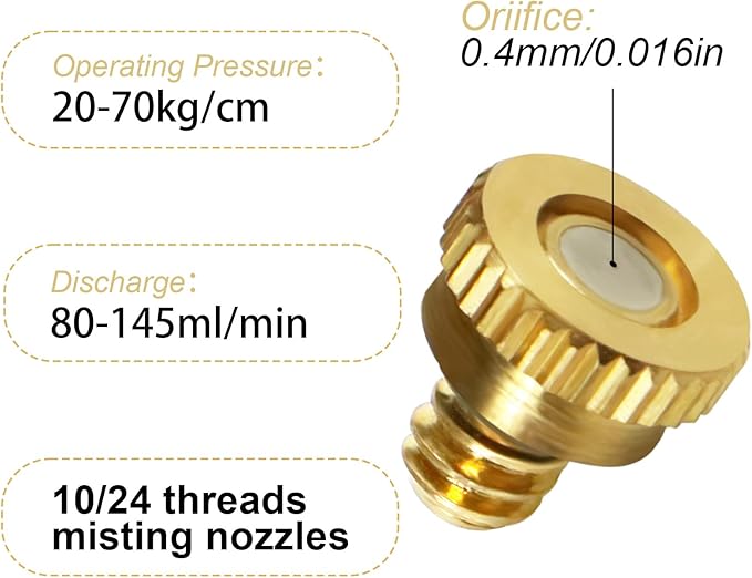 KUWAN 0.016" Orifice Thread UNC 10/24 Brass Misting Nozzles Low Pressure - Image 2