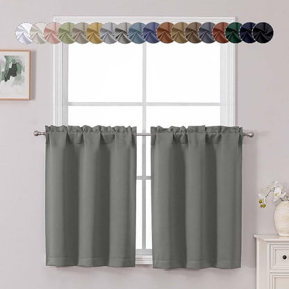 Chyhomenyc Light Grey Short Blackout Curtains 24 Inch Length, Small Kitchen by Chyhomenyc