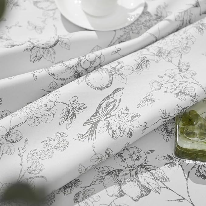 jinchan 95% Blackout Floral Curtains 90 Inch Length, Printed Flower Grey - Image 4