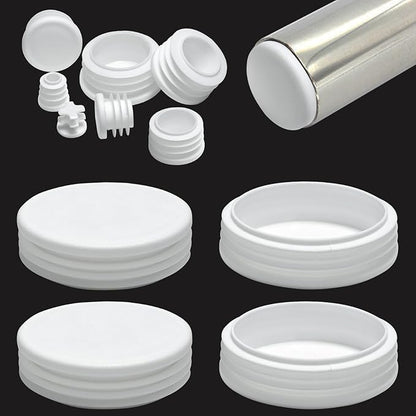 2-5/8" Plastic Hole Plugs White -Round Chair Leg Caps, Flush Mount Pipe Plugs by EASYEAH