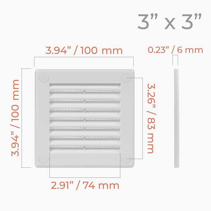 10-Pack 4" x 4" Square Air Vent Cover – White Plastic Vent Deflector - Image 4