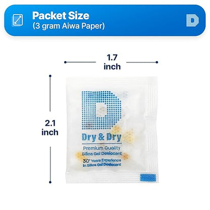 Dry & Dry 3 Gram Premium Orange Indicating Silica Gel Packets Desiccants - Image 6