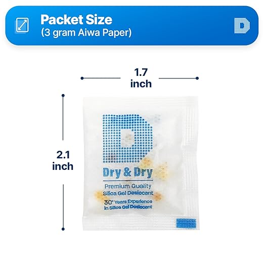 Dry & Dry 3 Gram Premium Orange Indicating Silica Gel Packets Desiccants - Image 6