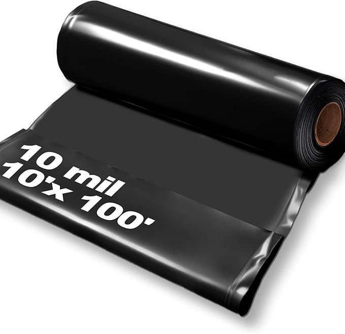10'x100' Crawl Space Vapor Barrier, 10mil Film Black Plastic Sheeting by Noliven