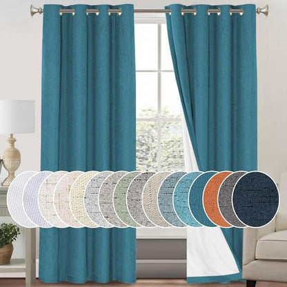 PrinceDeco 100% Blackout Linen Textured Curtains by PrinceDeco