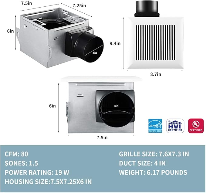 Tech Drive Very Quiet 80 CFM, 1.5 Sone No Attic access Needed Installation - Image 2