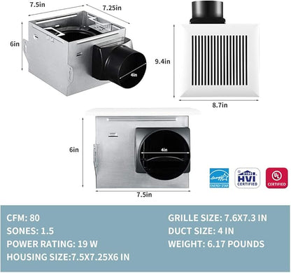 Tech Drive Very Quiet 80 CFM, 1.5 Sone No Attic access Needed Installation - Image 2