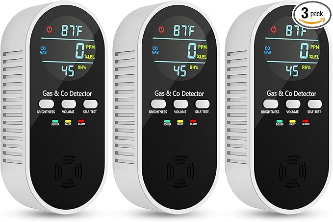 5-in-1 Carbon Monoxide Detectors, Natural Gas Leak Detector, Plug-in & Battery by VilfeLLC