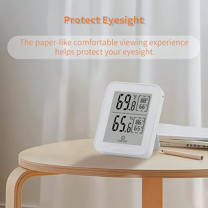 DIGITEN Digital Hygrometer Indoor Thermometer Humidity Meter Rare 360° HD E-Ink - Image 3