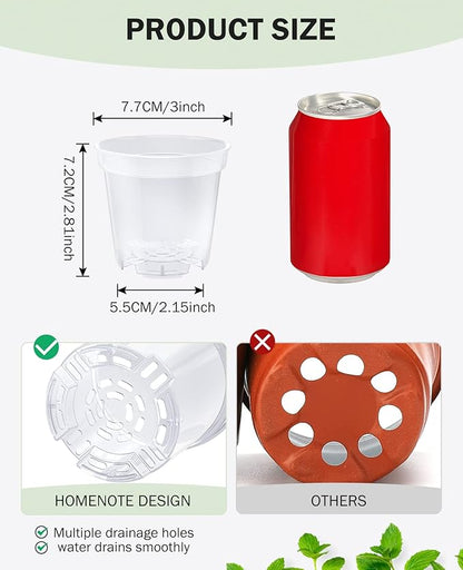 homenote Clear Nursery Pots for Plants, 3 Inch Plant Pot for Planting Plastic - Image 6