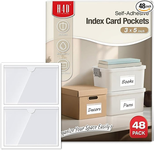 H4D 48 Pack Labels for Storage Bins, Tote Label Pockets for Organizing Storage by H4D