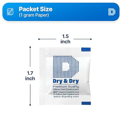 Dry & Dry 1 Gram Silica Gel Packets Desiccants, Silica Packets - Image 2