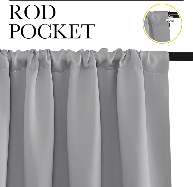 NICETOWN 2 Panels Blackout Curtains, Rod Pocket Window Curtains Room Darkning - Image 2