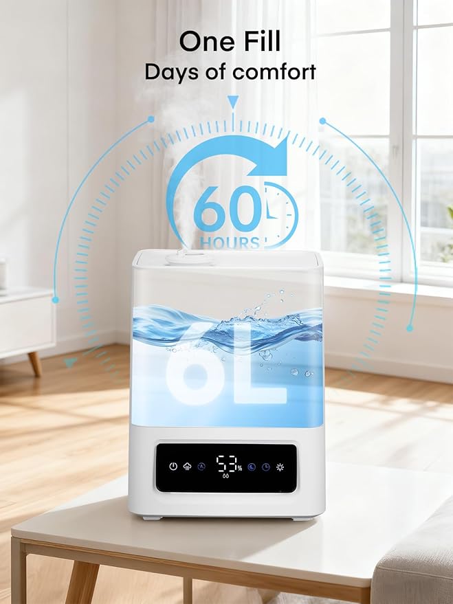 FOHERE 6L Humidifiers for Bedroom, 60H Cool Mist Humidifier for Large Room - Image 3