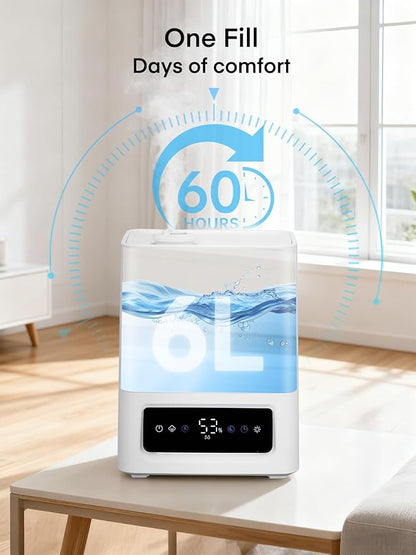 FOHERE 6L Humidifiers for Bedroom, 60H Cool Mist Humidifier for Large Room - Image 3
