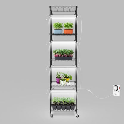 SOLIGT Plant Shelf with Grow Lights, 5 Tier Grow Light Stand Rack with 8 Pack by SOLIGT