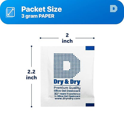 Dry & Dry 3 Gram Silica Gel Packets Silica Gel Desiccants, Silica Gel Packs - Image 6