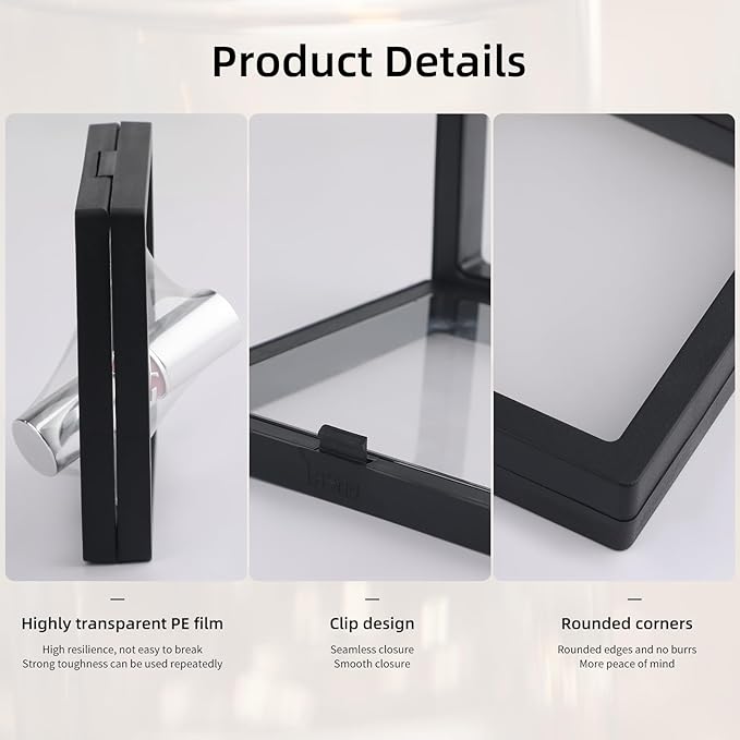20 Pcs Black 3D Floating Display Case 3.5 x3.5X 0.8 inch, Challenge Coin Display - Image 3