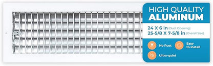 Aluminum 24 x 6 Air Vent Cover – Adjustable Grille by Air360