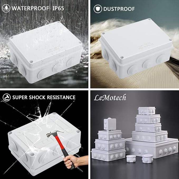 LeMotech ABS Plastic Dustproof Waterproof IP65 Junction Box Universal - Image 8