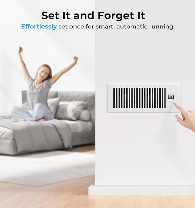 VELLEE Quiet Register Booster Fan Fits 4" x 12", 10-Speed Smart Heating Cooling - Image 6
