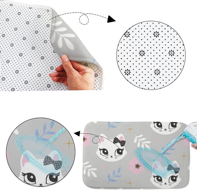 Cute Pet Animal Kitten Bow Runner Rug Bathroom Toilet Rugs Foot Mat Mats - Image 4