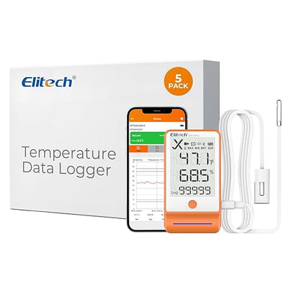 Elitech 5pack Bluetooth Thermometer Data Logger Temperature by Elitech