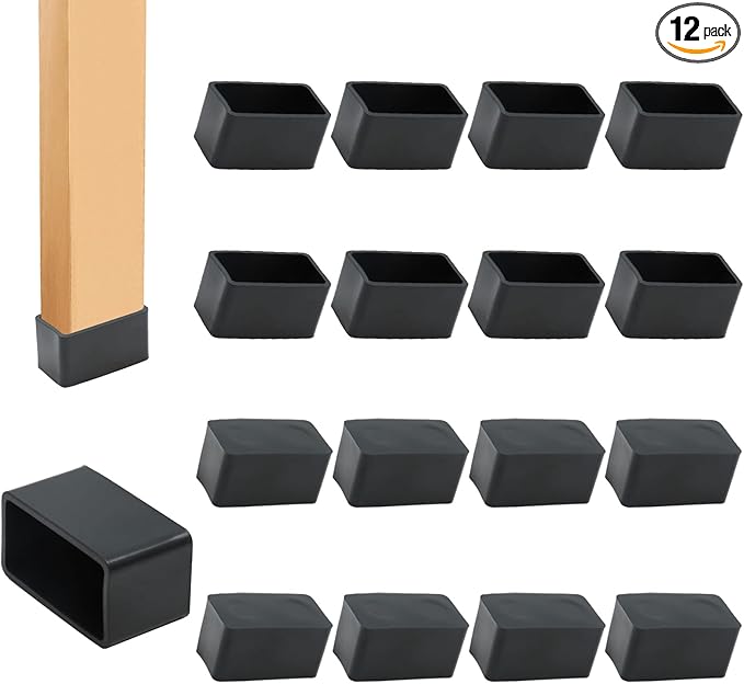 12PCS PVC Rectangle Rubber Chair Leg Tips Caps, 40mm x 20mm Table Foot Caps by suiwotin