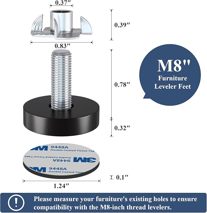 Adjustable Leveling Feet: T-Nuts & Floor Protectors, Chairs on - Image 2