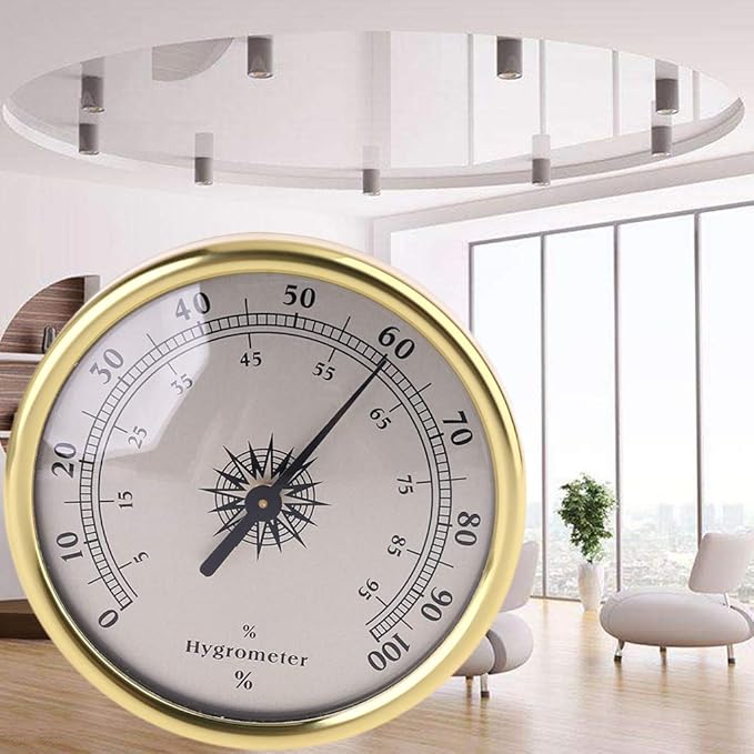 72mm Round Gold Hygrometer Humidity Meter Gauge Ring Surface - Image 4