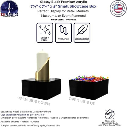 6 Pack Black Acrylic Display Box Versatile 5 Sided Pedestal Merchandise Storage - Image 2