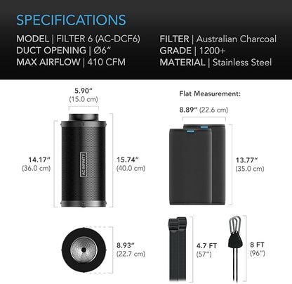 AC Infinity Air Carbon Filter 6" - Image 7