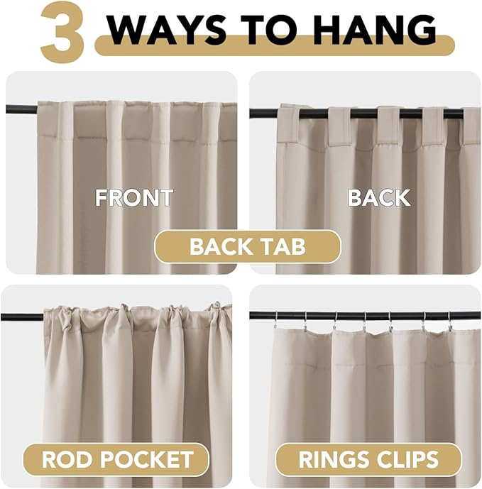 H.VERSAILTEX Blackout Curtains Thermal Insulated Window Treatment Panels Room - Image 4