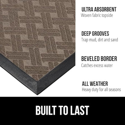 GORILLA GRIP 100% Waterproof All-Season WeatherMax Doormat, US Designed Natural - Image 2