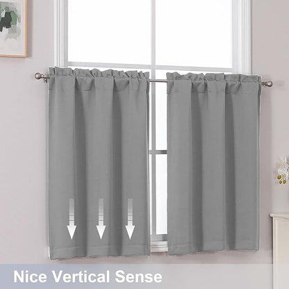 Chyhomenyc Silver Grey Short Blackout Curtains 36 Inch Length, Small Kitchen - Image 6