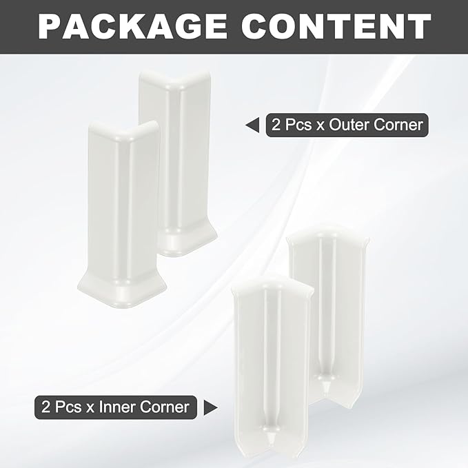 uxcell Self Adhesive Baseboard Corner Blocks, 4.07 Inch Wall Edge Corner - Image 3