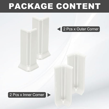 uxcell Self Adhesive Baseboard Corner Blocks, 4.07 Inch Wall Edge Corner - Image 3