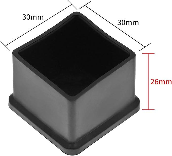 8Pcs Square Rubber Furniture Leg Caps 1.18" - Image 2
