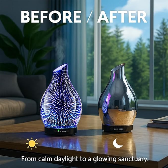 120ML Essential Oil Diffuser, 3D Glass Aromatherapy Diffuser - Image 4