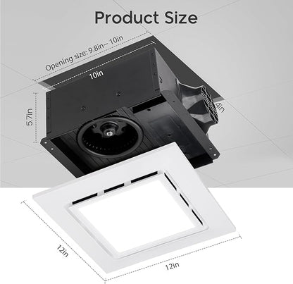 12" Bathroom Exhaust Fan with Light Ultra Quiet Ventilation Fan Combo 1.0 Sone - Image 2